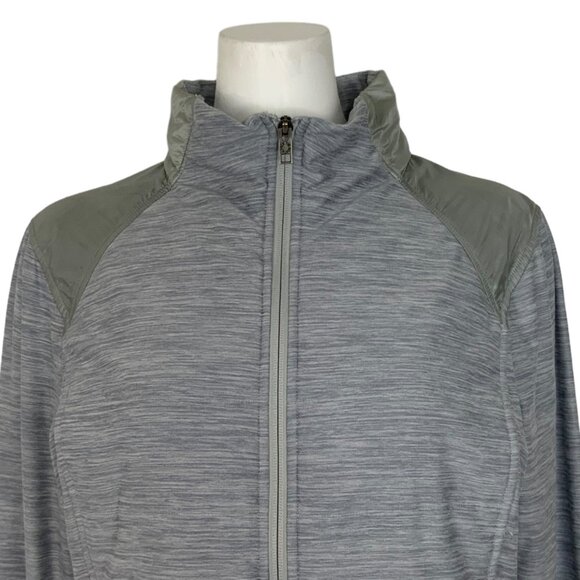 The North Face Pseudio Puffer Jacket XL Gray Thumb Holes Zip Up Hiking NF00CC9L - Picture 9 of 13